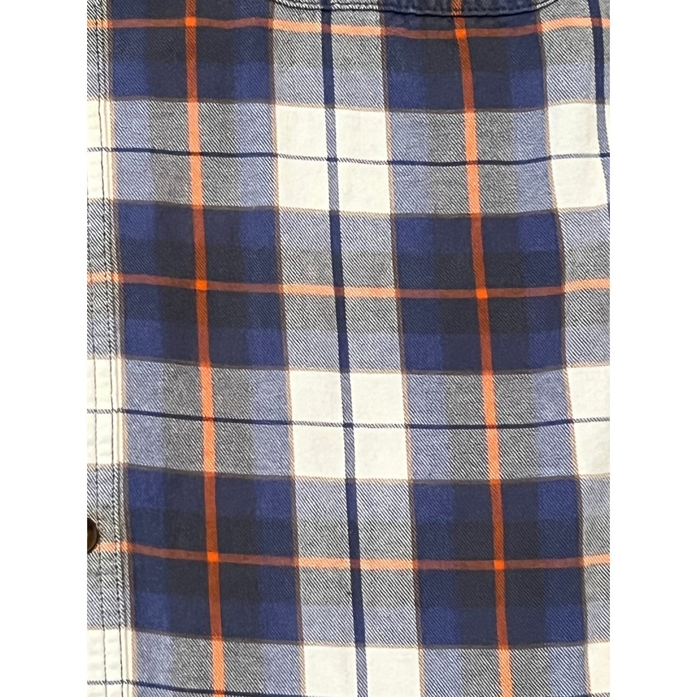 Duluth Trading Co Mens XL Blue Orange Plaid Flannel Button Down Shirt Cotton - Picture 7 of 11